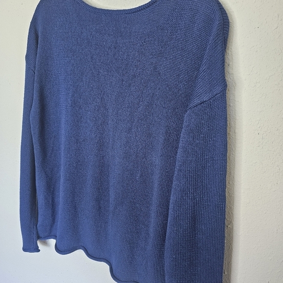 Marled Reunited L Sweater Slits Pullover Red USA‎ Embroidery Navy Blue - Picture 9 of 13